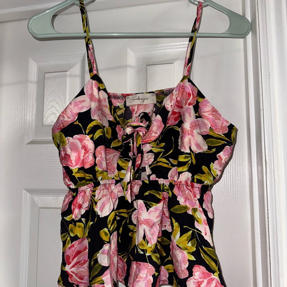 Audrey 3+1 Black and Pink Floral Camisole